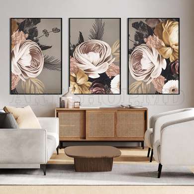 Poster - Roses of the sky, 60 x 90 см, Framed poster on glass, Sets