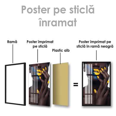 Постер - Желтый маникюр, 60 x 90 см, Постер на Стекле в раме, Гламур