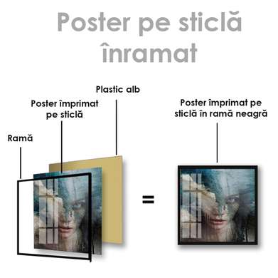Постер - Абстрактный портрет девушке, 40 x 40 см, Холст на подрамнике