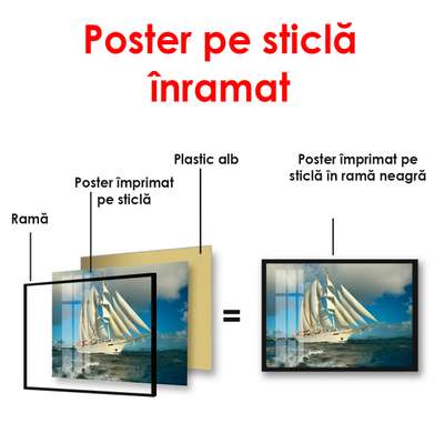 Poster - Nava albă pe mare, 90 x 60 см, Poster înrămat
