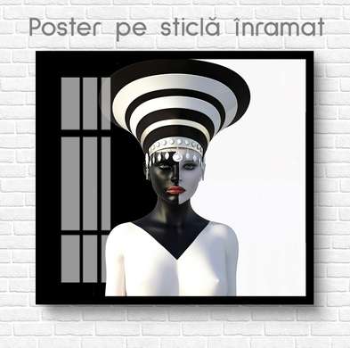 Poster - Privirea, 100 x 100 см, Poster inramat pe sticla