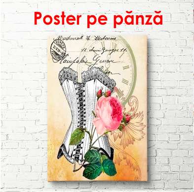 Poster - Corsetul cu floare roz, 100 x 100 см, Poster înrămat, Provence
