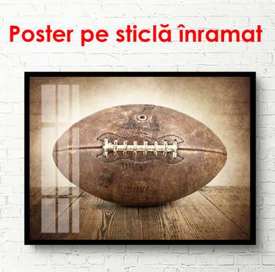 Постер - Мяч с белым шнурком, 90 x 60 см, Постер в раме, Спорт