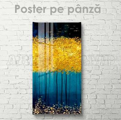 Poster - Peisaj delicat cu detalii aurii, 30 x 60 см, Panza pe cadru, Abstracție
