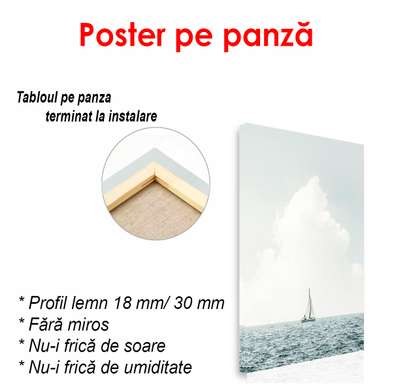 Poster - Barcă în largul mării, 50 x 75 см, Poster inramat pe sticla