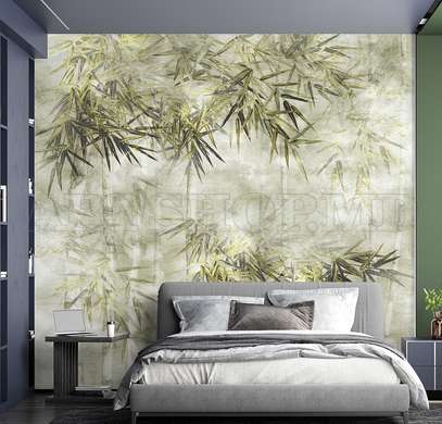 Wall mural - Bamboo trees in light green colors