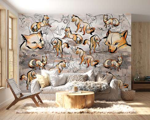 Wall mural - Foxes