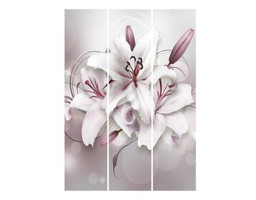 Paravan - Crini albi cu ornamente violet, 7