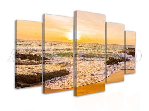 Modular picture, Sunset over the sea, 108 х 60