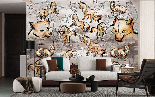 Wall mural - Foxes