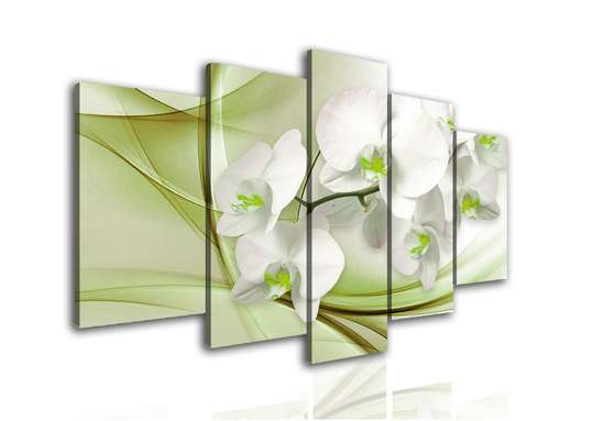 Modular picture, Orchid on a green background., 108 х 60