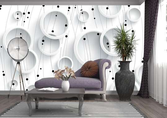 3D Wallpaper, White circles on a white background.
