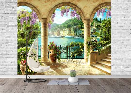Wall Mural - Arched columns overlooking the lake.