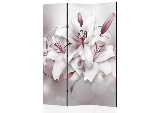 Screen - White lilies with purple ornaments, 7