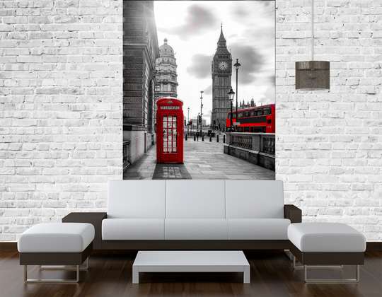 Wall Mural - Red telephone booth on the background of Big Ben