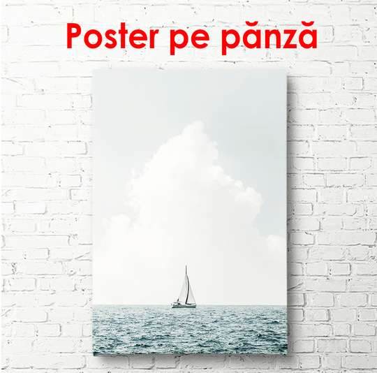 Poster - Boat on the high seas, 50 x 75 см, Framed poster on glass