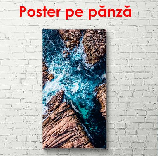 Poster - View from above on the rocky coast, 30 x 90 см, Canvas on frame