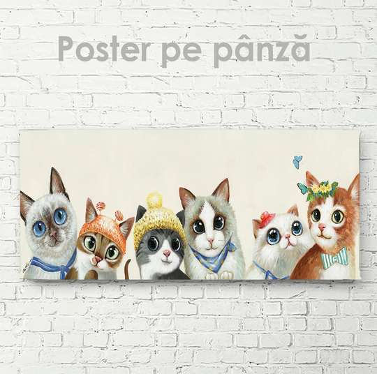 Poster, Cats, 90 x 30 см, Canvas on frame, Animals