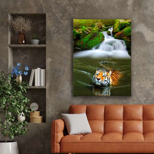 Poster, Tigru în apă, Panza pe cadru