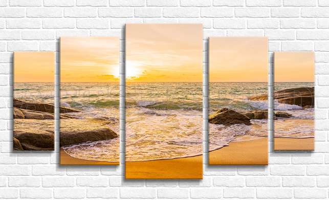 Modular picture, Sunset over the sea, 108 х 60