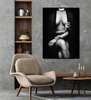 Poster - The female figure is gently covered, 60 x 90 см, Framed poster on glass, Nude