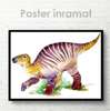 Постер - Динозавр в акварели, 90 x 60 см, Постер на Стекле в раме