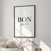 Poster - Bon Appetit, 60 x 90 см, Framed poster on glass, Quotes