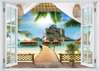 Stickere pentru pereți - Fereastra 3D cu vedere spre plaja din Hawaii, Imitarea Ferestrei, 130 х 85