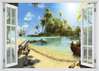 Wall Sticker - 3D window with a view of the island of pirates, Window imitation