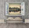 Наклейка на стену - 3D-окно с видом на чудесные города, Имитация окна, 70 х 50