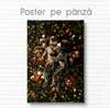 Poster - Romantic couple rest among flowers, 60 x 90 см, Framed poster on glass, Fantasy