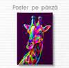 Poster, Girafă multicoloră, 60 x 90 см, Poster inramat pe sticla