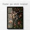 Poster - Romantic couple rest among flowers, 30 x 45 см, Canvas on frame