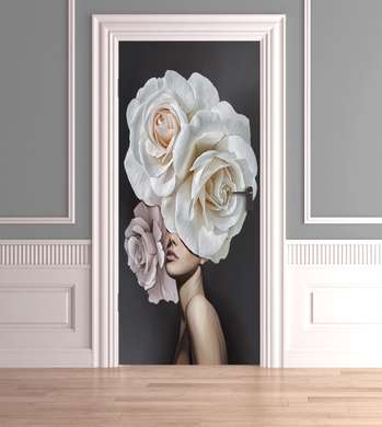 Stickere 3D pentru uși, Trandafir alb, 60 x 90cm