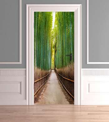 Stickere 3D pentru uși, Pădurea cu bambus, 60 x 90cm, Autocolant pentru Usi