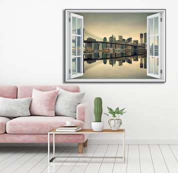 Wall Sticker - 3D window with wonderful city view, Window imitation