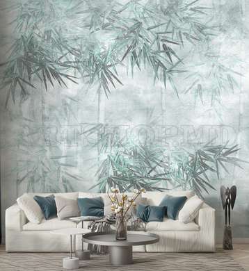 Wall mural - Bamboo trees in light blue colors