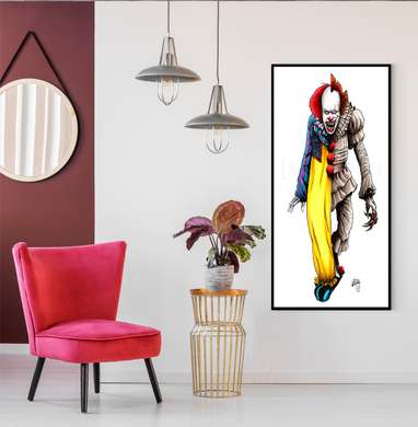 Постер - Клоун, 30 x 60 см, Холст на подрамнике, Разные