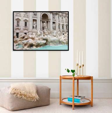 Постер - Знаменитый Итальянский фантан, 60 x 30 см, Холст на подрамнике