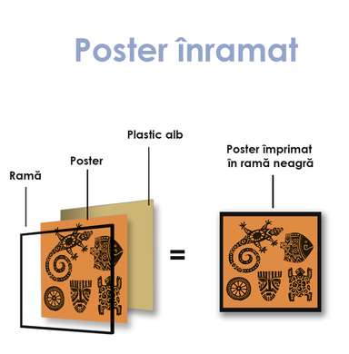 Poster - Printuri de ]n form[ de reptilii, 100 x 100 см, Poster inramat pe sticla