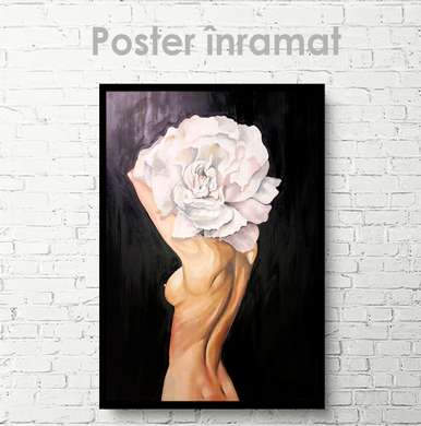 Poster - White peony, 30 x 45 см, Canvas on frame, Nude