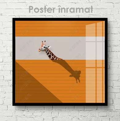 Постер, Минималистичный постер с жирафом, 40 x 40 см, Холст на подрамнике, Животные