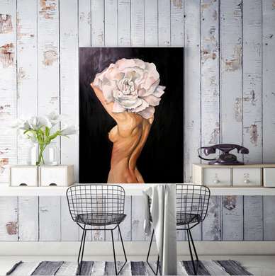 Poster - White peony, 30 x 45 см, Canvas on frame, Nude
