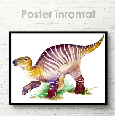 Постер - Динозавр в акварели, 45 x 30 см, Холст на подрамнике