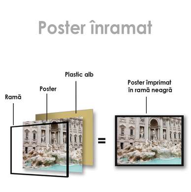 Постер - Знаменитый Итальянский фантан, 60 x 30 см, Холст на подрамнике
