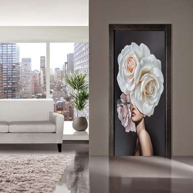 Stickere 3D pentru uși, Trandafir alb, 60 x 90cm