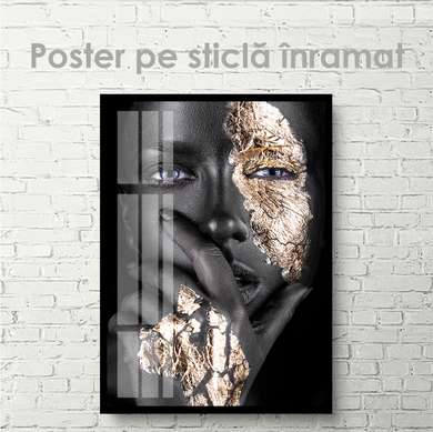 Poster - Piercing gaze, 60 x 90 см, Framed poster on glass, Glamour