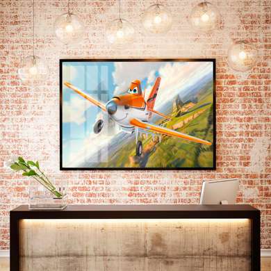 Poster - Funny plane in the sky, 90 x 60 см, Framed poster