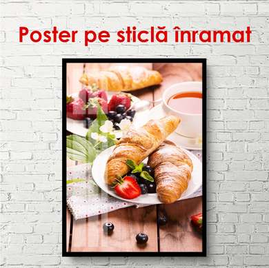 Poster - Mic dejun francez adevărat, 60 x 90 см, 30 x 60 см, Panza pe cadru, Alimente și Băuturi