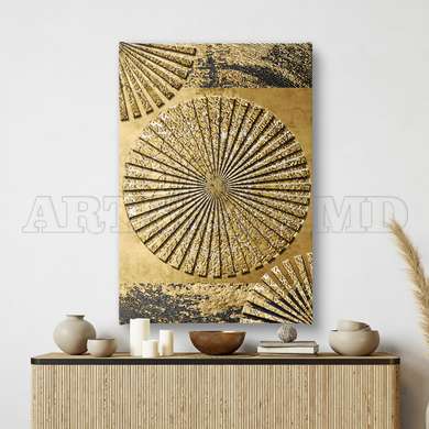 Poster - Golden abstract circle, 60 x 90 см, Framed poster, Abstract